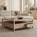 45in 4 Drawers Square Storage Coffee Table