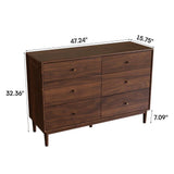 Mid-Century Storage Cabinet Dresser with 6 Drawers