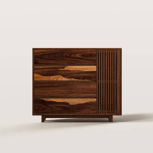 Mid-Century Sideboard with Slatted Door & Spacious Drawers