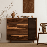 Mid-Century Sideboard with Slatted Door & Spacious Drawers