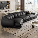 Leather Sectional Sofa with Curved Corners for Living Room