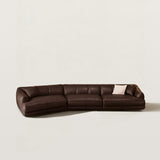 Leather Sectional Sofa with Curved Corners for Living Room
