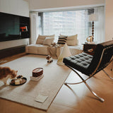 Mid-Century Leather Lounge Chair with Polished Stainless Steel Frame
