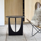 Luna 20in Round Side Table with Sculptural Semicircular Base