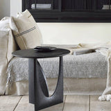 Luna 20in Round Side Table with Sculptural Semicircular Base