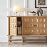 Grid Vintage Sideboard Buffet Cabinet with 4 Doors