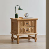 Grid Rustic 2-Drawer Nightstand with Geometric Paneling