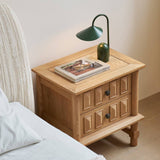 Grid Rustic 2-Drawer Nightstand with Geometric Paneling