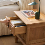 Grid Rustic 2-Drawer Nightstand with Geometric Paneling