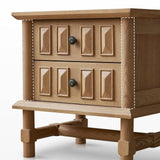 Grid Rustic 2-Drawer Nightstand with Geometric Paneling