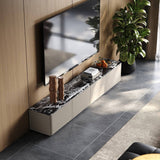 Stone 8-Drawer Media Console TV Stand with Marble Top