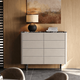 Stone 8-Drawer Dresser Tall Storage Organizer with Marble Top