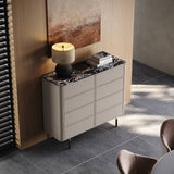 Stone 8-Drawer Dresser Tall Storage Organizer with Marble Top