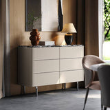 Stone 6-Drawer Dresser with Leather Finish for Living Room