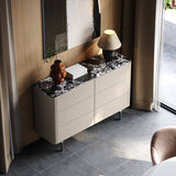 Stone 6-Drawer Dresser with Leather Finish for Living Room