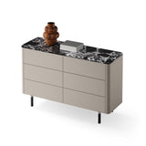 Stone 6-Drawer Dresser with Leather Finish for Living Room