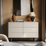 Stone 6-Drawer Dresser with Leather Finish for Living Room