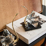 Crystal Swan Decor Light Luxury Sculpture with Black Base