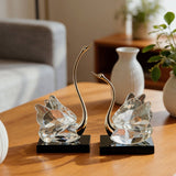 Crystal Swan Decor Light Luxury Sculpture with Black Base