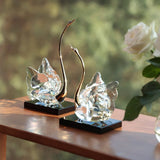 Crystal Swan Decor Light Luxury Sculpture with Black Base