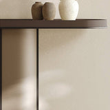 Oval Console Table Entryway Table with Imported Rock Slab Top