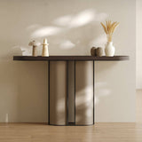 Oval Console Table Entryway Table with Imported Rock Slab Top