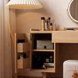 Fluted Makeup Vanity with LED Mirror & Upholstered Stool