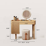 Fluted Makeup Vanity with LED Mirror & Upholstered Stool