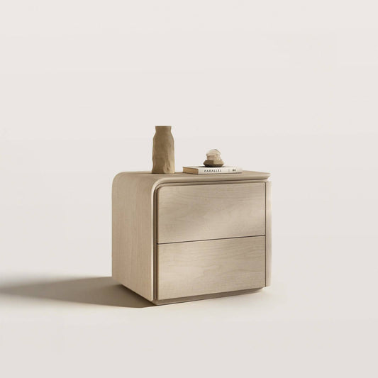 Soft Curve Modern Nightstand with 2 Drawers for Bedroom