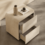 Soft Curve Modern Nightstand with 2 Drawers for Bedroom
