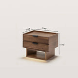 Mid-Century Nightstand with 2 Drawers&Floating Open Shelf