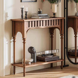 French Vintage Arch Entryway Table with Open Shelf