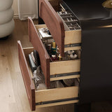 Mid-Century Modern Flip-Top Makeup Vanity with Hidden Mirror
