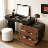 Mid-Century Modern Flip-Top Makeup Vanity with Hidden Mirror