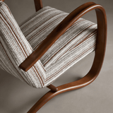 Striped Upholstered Lounge Chair with Curved Armrest Frame