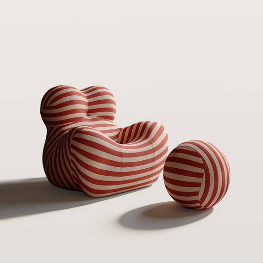 Modern Striped Lounge Chair with Ottoman for Living Room