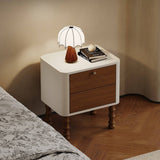 Mid-Century 2-Drawer Nightstand with Turned Legs& Brass Knob
