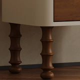 Mid-Century 2-Drawer Nightstand with Turned Legs& Brass Knob