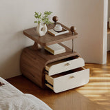 2-Drawer Nightstand with Floating Top&Brass Hardware