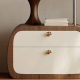 2-Drawer Nightstand with Floating Top&Brass Hardware