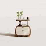 2-Drawer Nightstand with Floating Top&Brass Hardware