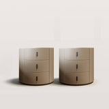 Wrapped Round 3-Drawer Nightstand with Saddle Leather