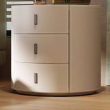 Wrapped Round 3-Drawer Nightstand with Saddle Leather