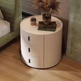 Wrapped Round 3-Drawer Nightstand with Saddle Leather