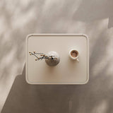 Cream Upholstered Minimalist Nightstand with U-Base