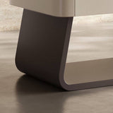Cream Upholstered Minimalist Nightstand with U-Base