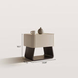 Cream Upholstered Minimalist Nightstand with U-Base