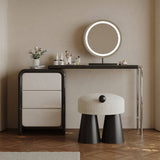 Black & Cream Makeup Vanity Dressing Table with Sculptural Stool