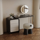 Black & Cream Makeup Vanity Dressing Table with Sculptural Stool