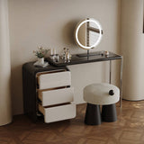 Black & Cream Makeup Vanity Dressing Table with Sculptural Stool